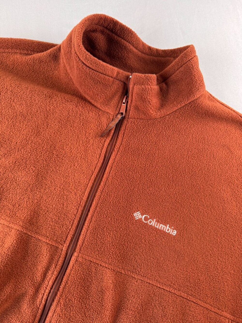 Columbia Men's 4x Fleece Full Zip Orange Rust Color Autumn Winter Outdoor Cozy